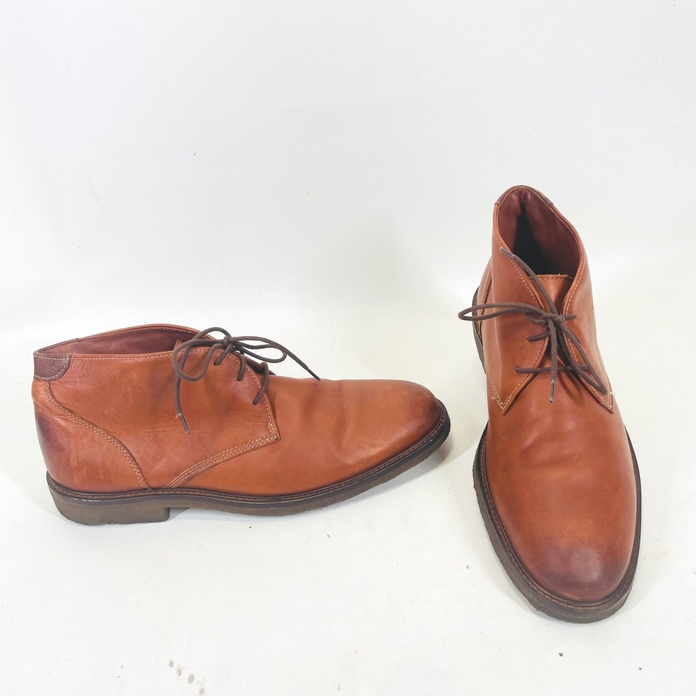 Johnston & Murphy Mens Tan Sheepskin Lined Chukka Boots Crepe Sole 10M 25-2022